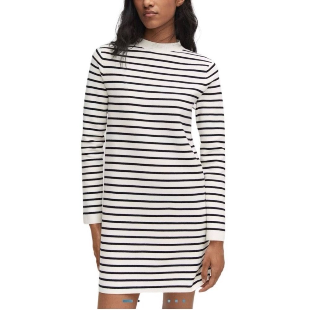 MNG Striped Navy and White Sweater Dress